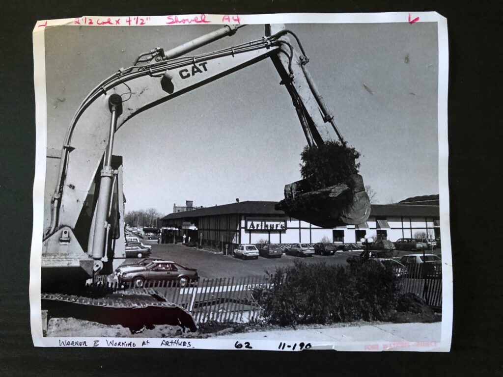 Civic Plaza construction in front of Arthur's Restaurant