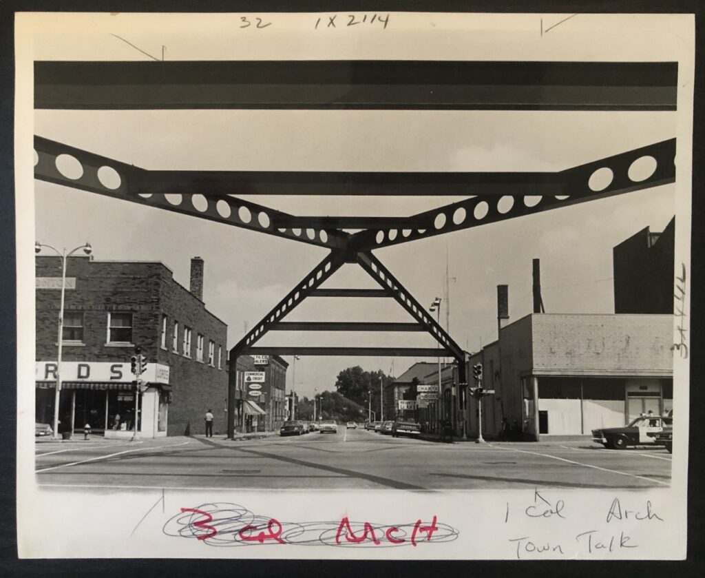 The view of the Arch from street level, looking east down Franklin. (Elkhart Truth photo)