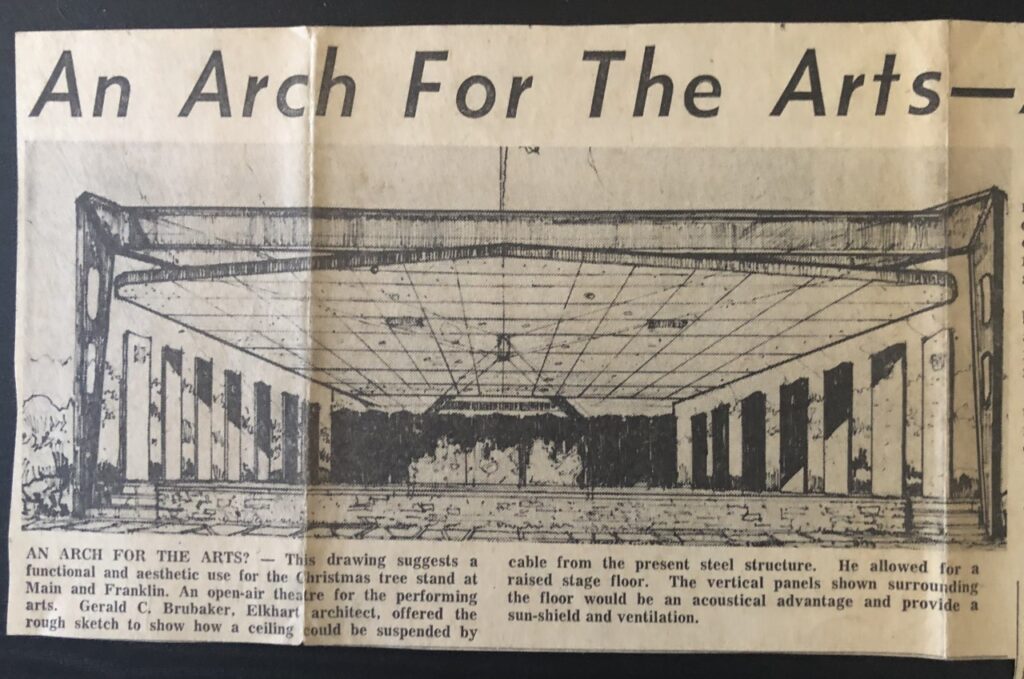 Gerald Brubaker's drawing of an open-air performing arts center.