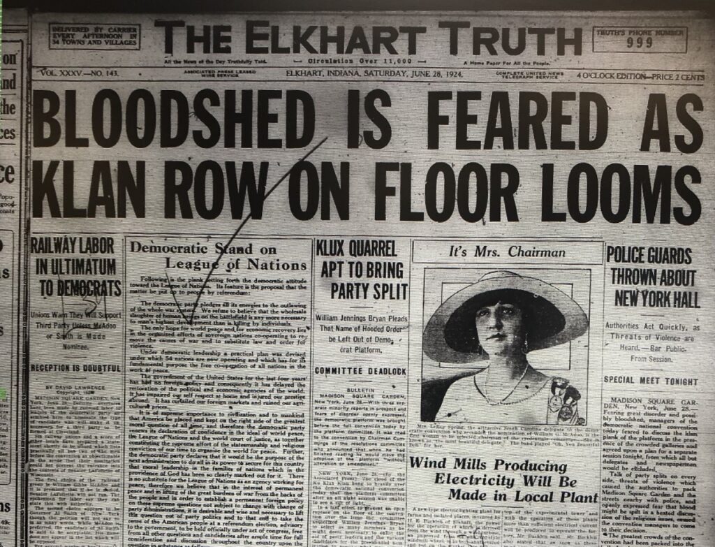 Ku Klux Klan activities were frequent front-page news in Elkhart