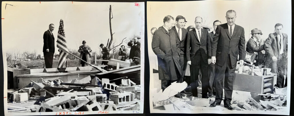 President Lyndon Johnson, along with U.S. Sens. Vance Hartke and Birch Bayh 