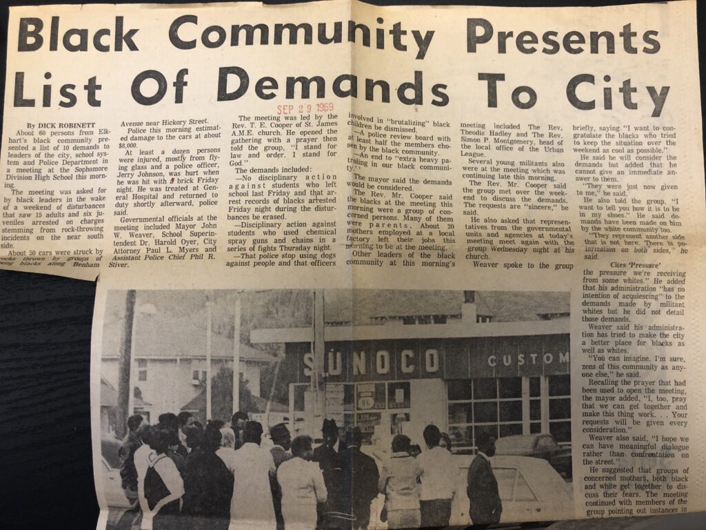 The Black community gathered to meet with Mayor John Weaver in September 1969.