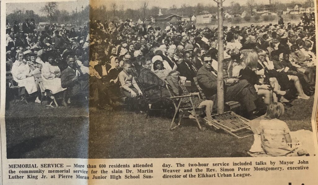 Community memorial service for Dr. King in April 1968.