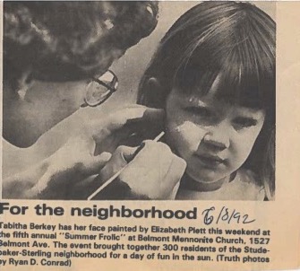 Belmont Mennonite Church summer frolic event in June 1992.