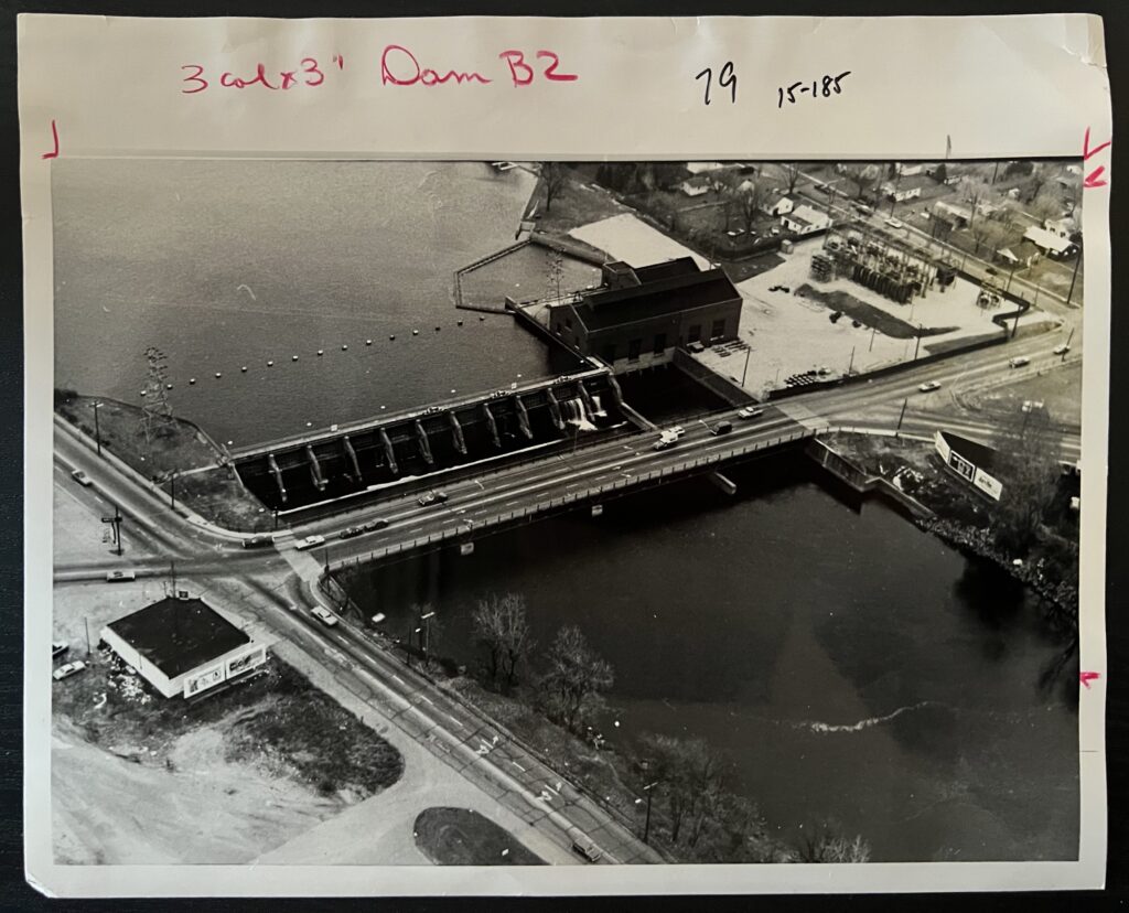 Johnson Street bridge and dam, viewed from above