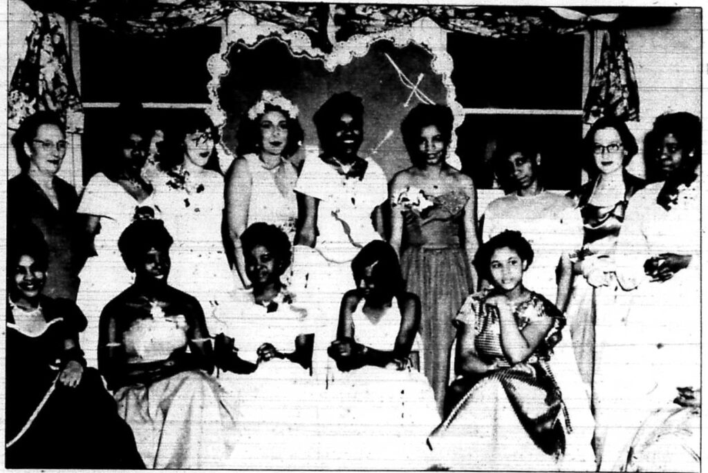 An undated photo of women attending at dance at the Booker T. Washington Center.