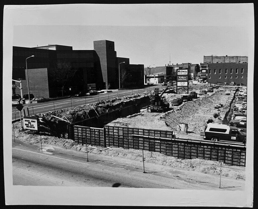 Demolition and site prep in front of the Midway Motor Lodge before Civic Plaza's construction. (Elkhart Truth photo by Paul Huffman)