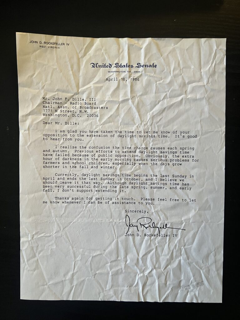 A senator's letter, crumpled, from the files of Elkhart Truth owner John Dille III.